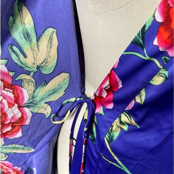 N NATORI Island Fleur-Printed Matte Satin Robe Size Medium - Picture 3 of 7